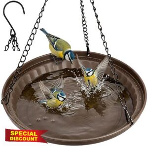 iBorn Hanging Metal Bird Bath Feeder Tray