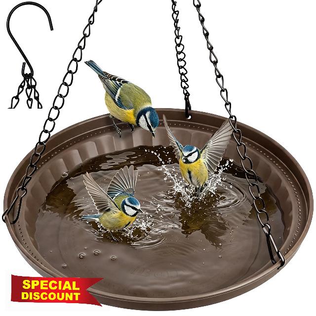 iBorn Hanging Metal Bird Bath Feeder Tray