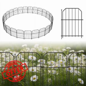 25pcs Garden Fence Panels 28x40cm Decorative Garden Border Fencing with Connector Modular Temporary Animal Barrier Metal Wire Panels for Landscape Flower Bed Yard Dogs Pond