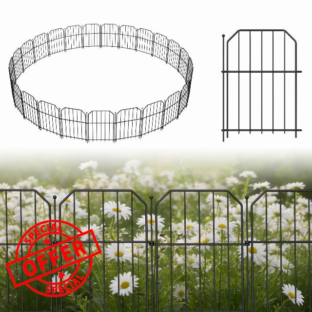 25pcs Garden Fence Panels 28x40cm Decorative Garden Border Fencing with Connector Modular Temporary Animal Barrier Metal Wire Panels for Landscape Flower Bed Yard Dogs Pond