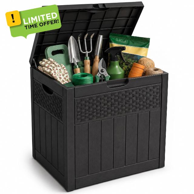 Pelle & Sol 126L Outdoor Storage Box for Garden & Patio Organisation - Weather-Resistant PP Plastic Deck Box with Reinforced Panels