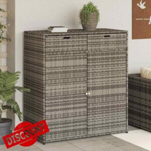 Gecheer PE Rattan Garden Storage Cabinet with 2 Doors