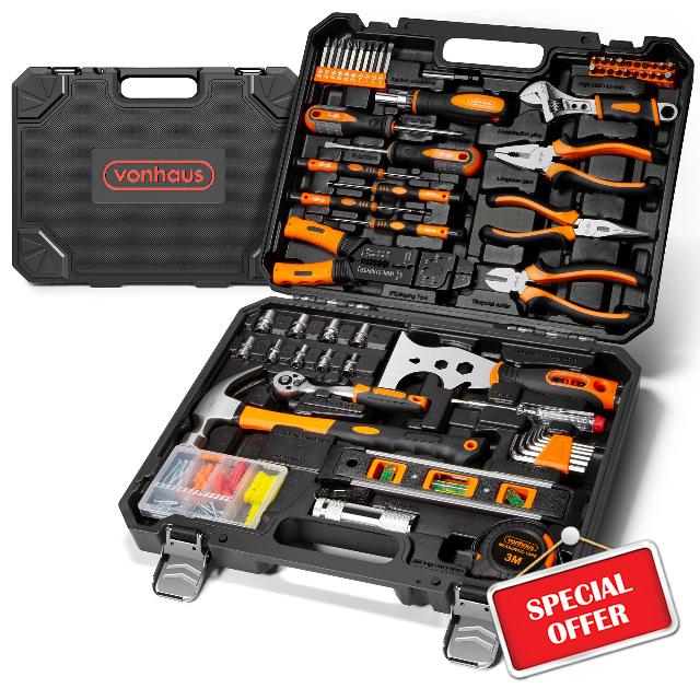 VonHaus Tool Kit - Ultimate 120 pcs Tool Box - Includes Hand Tools