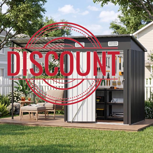 Aoxun 5×3ft Metal Storage Shed with Canopy