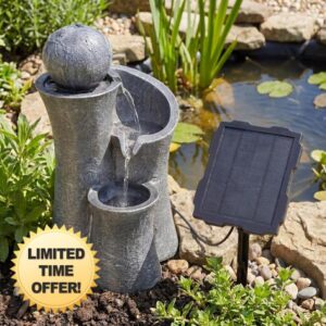 GEEZY Solar Water Feature for Garden with LED Lights