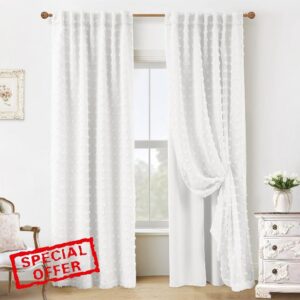 White Blackout Pleated Ruffle Curtains for Bedroom with Design