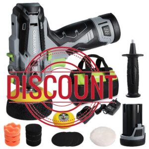 WORKPRO 12 V Cordless Mini Buffer Polisher Kit with 2 Li-ion Batteries | Variable Speed