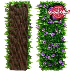 Artificial Ivy Expandable Fence Screen–70×230cm Privacy Hedge Panel for Balcony