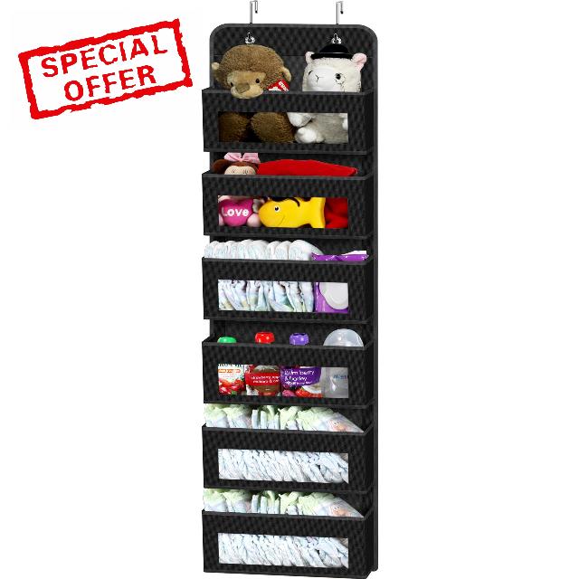 Simple Houseware Over Door/Wall Mount 6 Clear Window Pocket Organizer