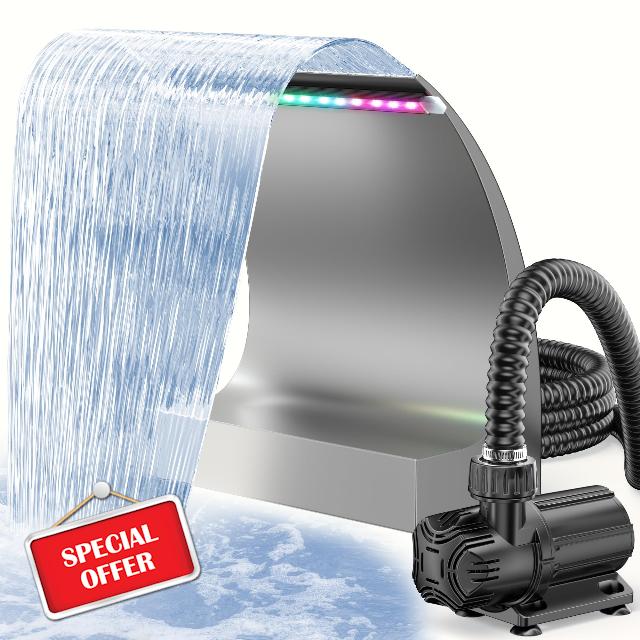 POPOSOAP 300C Pond Waterfall Spillway Kit 6000L/h for Garden Ponds