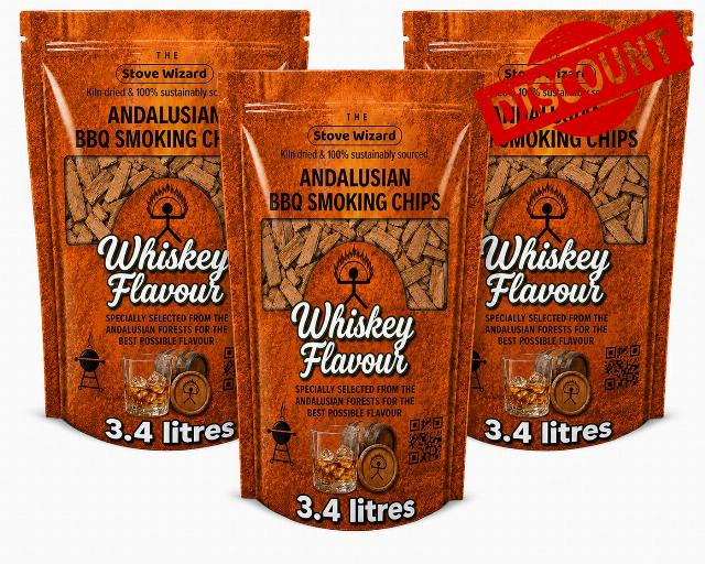 Whiskey Smoking Wood Chips 3.4 Litres                                                          100% natural whiskey wood chips for gas