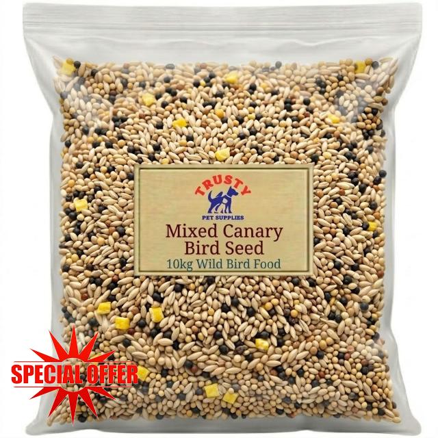 Mixed Canary Seed 10kg | Premium Bird Seed and Canary Food | No Mess Bird Seed Mix for Small Birds and Canries | By Trusty Pet Supplies
