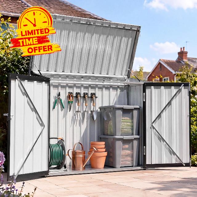 Aoxun 4.7x2.9ft(Overall Dimensions) Metal Garden Shed
