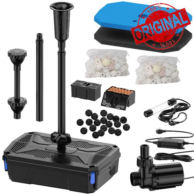 Biling 4600L/h Pond Filter with UV Light for Garden Pond Water Filtration                                                          3 Nozzles
