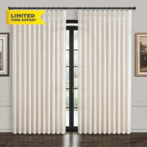100 Inch Extra Wide Linen Sheer Curtains 84 Inch Long 2 Panels Set for Living Room
