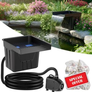 POPOSOAP Pond Waterfall with Filter Kit for Outdoor Garden Pond