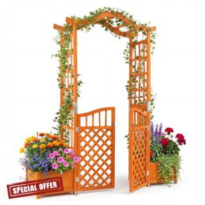TANGZON Wooden Garden Arch with Gate