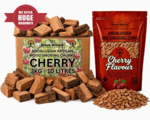 Cherry Smoking Wood Chips & Chunks Bundle 3.4 + 10 Litres                                                          Rich sweet fruitwood smoke