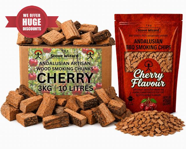 Cherry Smoking Wood Chips & Chunks Bundle 3.4 + 10 Litres                                                          Rich sweet fruitwood smoke
