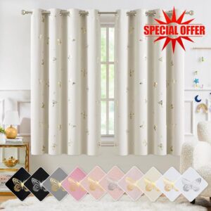 Jubilantex Butterfly Blackout Curtains 54" Long for Kids Bedroom