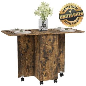 HOMCOM 60-120 cm Folding Dining Table for 4-6 on Wheels