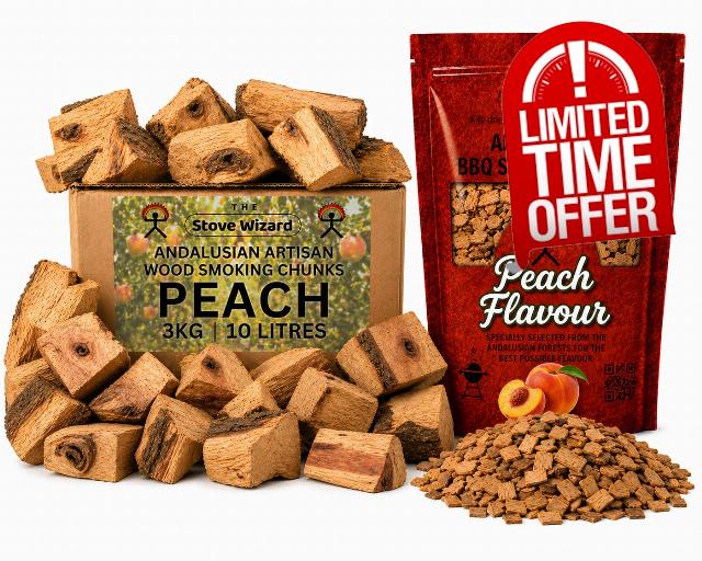 Peach Smoking Wood Chips & Chunks Bundle 3.4 + 10 Litres                                                          Delicate sweet fruitwood smoke