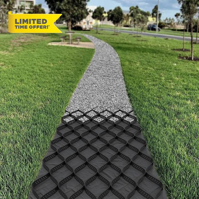 Heavy Duty Honeycomb Ground Stabilizer for Walkways Driveways & Parking Lots - Cuttable Polyethylene Pavers 1x7m (3.3x23ft) Gravel Soil Support System