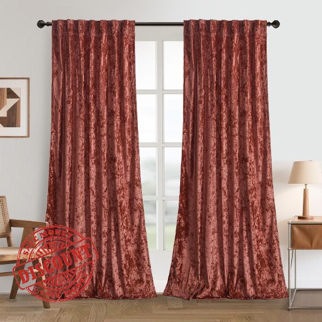 Dusty Rose Pink Crushed Velvet Curtains 84 Inches