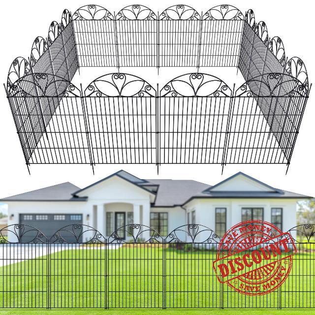 The Fellie 10 Pack Decorative Metal Garden Fence Panels 101 cm High