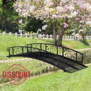 KINTNESS 8 FT Garden Bridges for Outdoors - Metal Arch Backyard Garden Bridge with 440 lbs