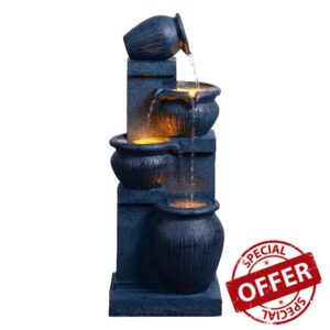 Teamson Home 72 cm Solar-Powered Outdoor Garden Fountain with Four Cascading Bowls