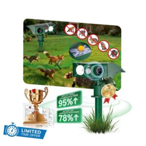 2026 NO.1 NEW Cat Repellent for Gardens Uk【100% Stops Cats – 15m Military Detection】6 modes【99.99% Efficiency – 1440h Solar Test】Fox Deterrents for Gardens Uk for Repelling Cats