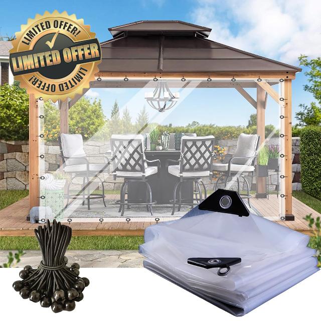 Patio Curtains Clear Pergola Side Panels PVC Plastic Partition Screen                                                          Thermal Insulated Windproof for Indoor