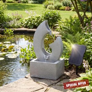 GEEZY Solar Water Feature for Garden with LED Lights