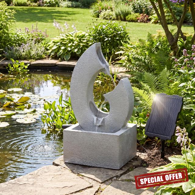 GEEZY Solar Water Feature for Garden with LED Lights