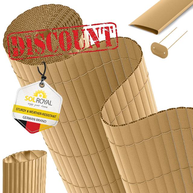 Sol Royal PVC Garden Screening Triple Reinforced Balcony Privacy Screen | 100x300cm Bamboo Outdoor Weatherproof UV-Resistant Fence incl Clips & Cover Strip mat panel P12