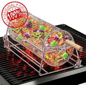 2-in-1 Rolling Grill Basket with Dual Handles