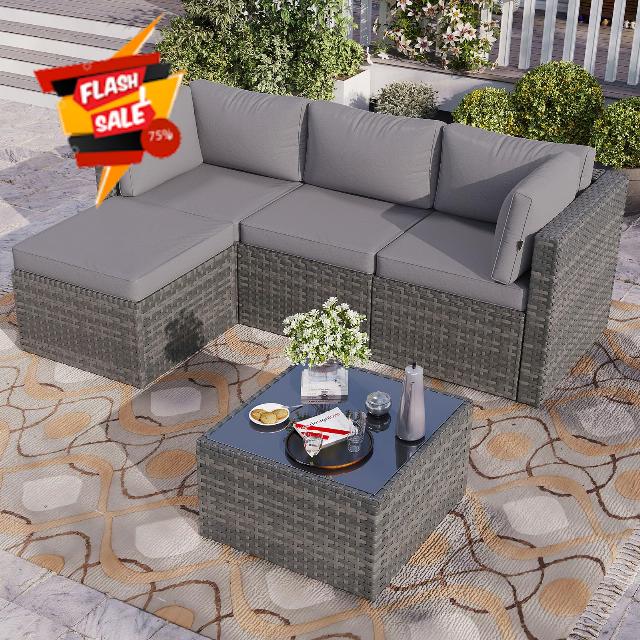 Aoxun 3 Piece Rattan Garden Furniture Set