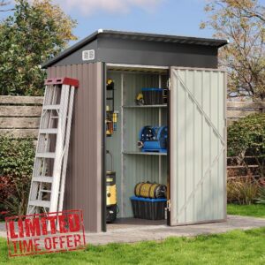 Aoxun Outdoor Storage Shed with Floor & 2 Adjustable Shelves