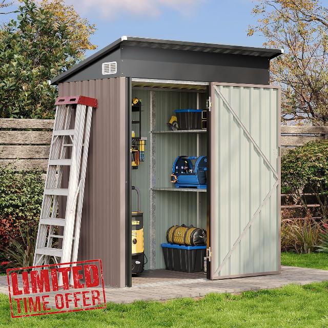 Aoxun Outdoor Storage Shed with Floor & 2 Adjustable Shelves