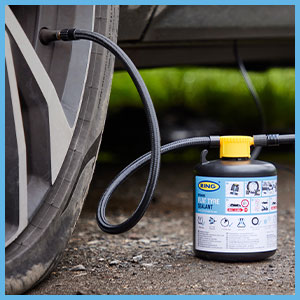 Attach inflator to tyre sealant