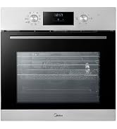 Midea 71L, 60cm Wide, Single Electric Built-in Fan Oven with Air Fry, 12 Oven Functions, Aqua Cle...