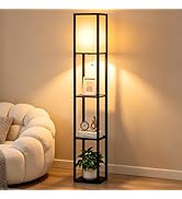 ARTETHYS Floor Lamp with Shelves, Standing Lamps for Living Room, Tall Lamp with LED Bulb, 3-Tier...