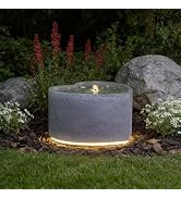 Bumilgar Garden Water Feature, 29 &times; 45 &times; 45 cm Outdoor Bubbler Fountain with Electric Pump and LE...