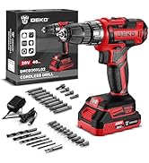 Power Drill Cordless: DEKOPRO Grey Cordless Drill 20V Electric Power Drill Set Tool for Women Dri...