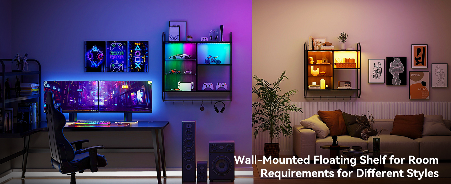 a room with a wall - mounted video game system and a chair.