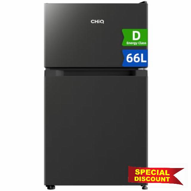 CHiQ 66L Combi Refrigerator with Class D & Top Freezer & 37dB Black           [Energy Class D]                                                  44L+22L