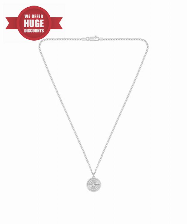 BOSS Men's Silver-Tone Curb Chain Necklace                                                          NORTH Collection