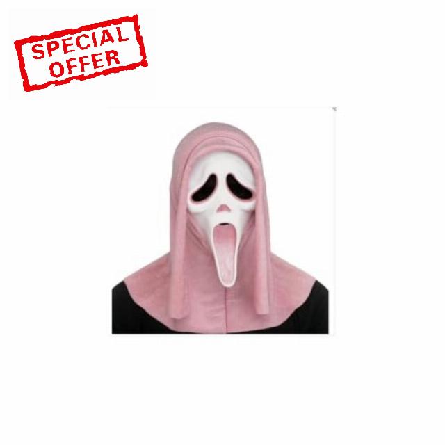 Struts Pink Glitter Ghost Face Scream Halloween Mask with Hood                                                          Pink Shimmer Effect