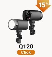 Text reads "Q300" and "20+". Gray cylindrical spotlighting fixture with threaded mount base and lens, product identifier label visible.